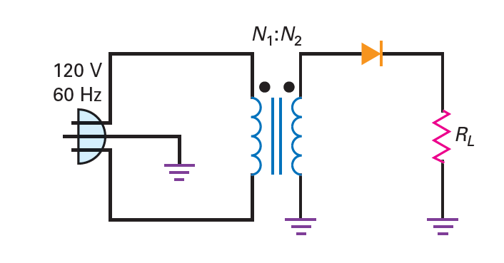 half-wave rectifier with transformer