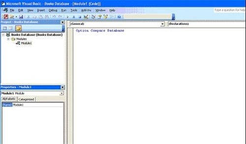 Accessing the Visual Basic Window