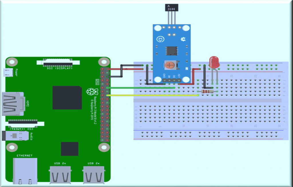 connection of hall sensor with Raspberry Pi