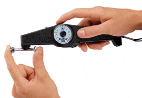 Roll-back dial magnetic pull-off thickness gauge.