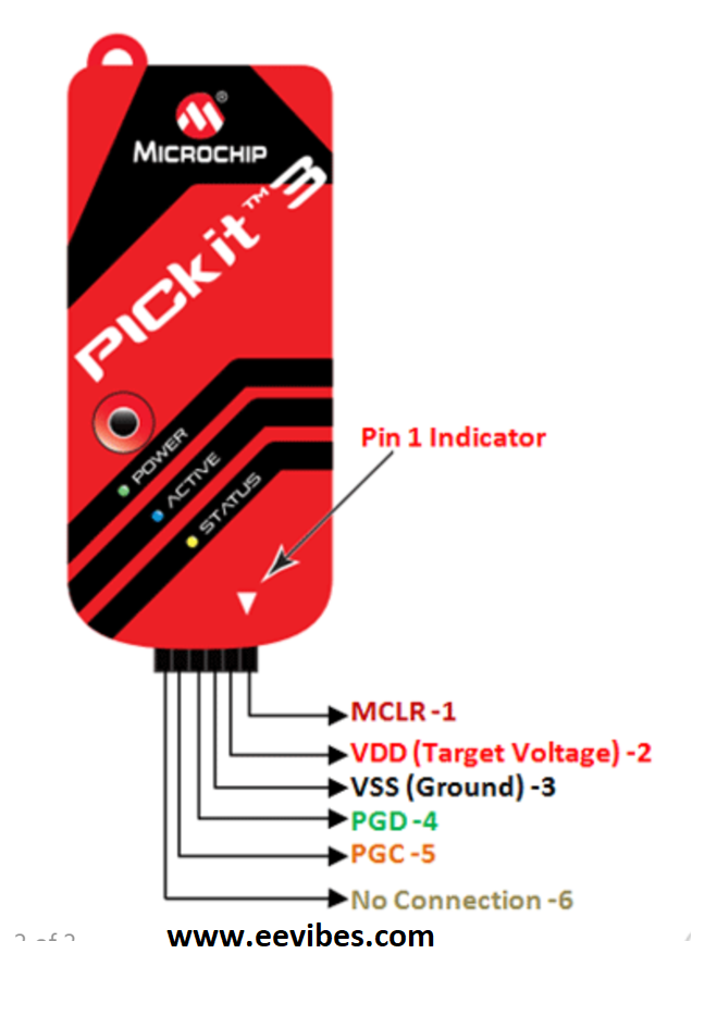 Pins connections of PICkit3