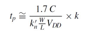 propagation delay for k-input NMOS gate