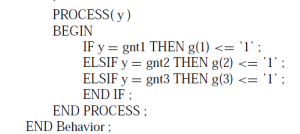 Incorrect VHDL code for the grant signals.