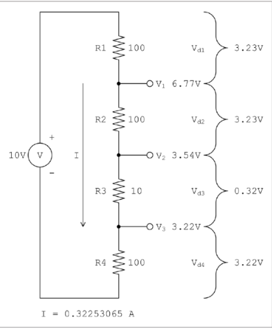 power dissipation calculation for resistors connected in series. 