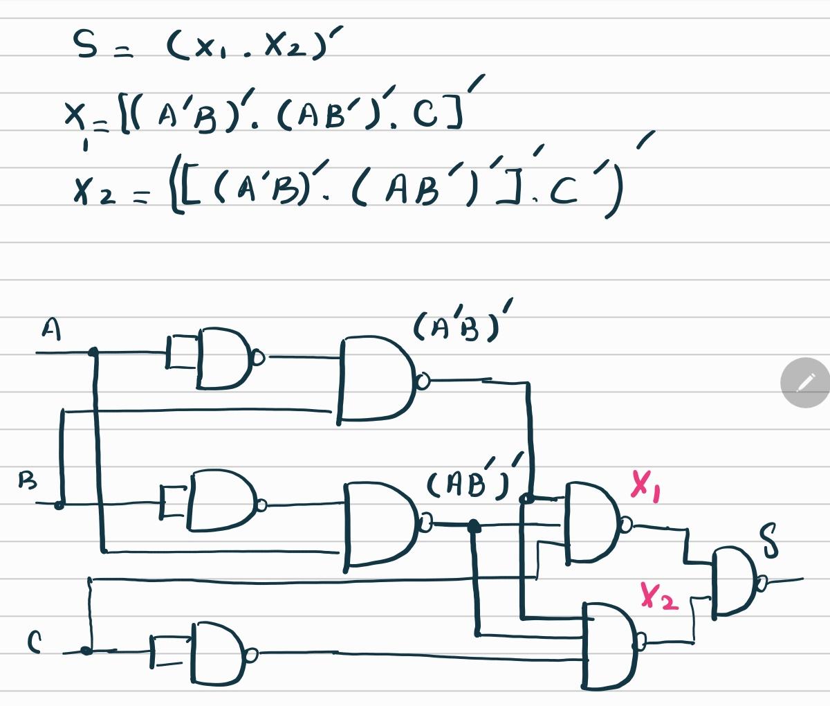 Circuit Diagram of Full Adder Using NAND Gates Only