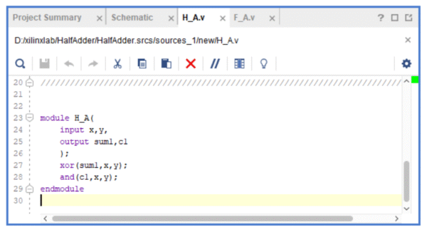 Verilog Code for Designing a Full Adder by using Two Half Adders - EE-Vibes