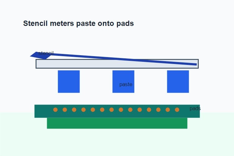 Stencils, meters, paste on pads